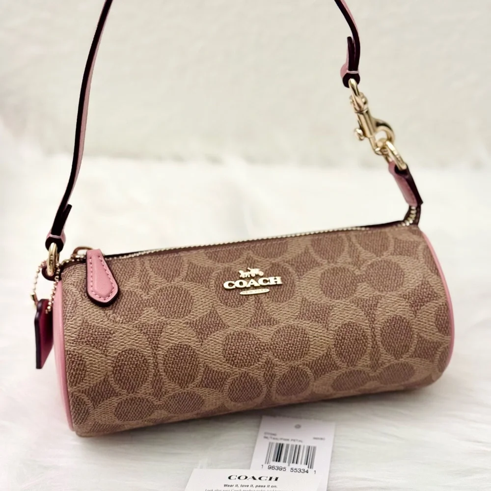 Coach Nolita Barrel Bag In Colorblock Signature Canvas CY040 in Pink petal NWT - Picture 5 of 11